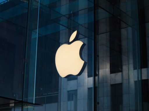 apple logo on glass window